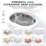 Prism Smile Ultrasonic Retainer Cleaner Machine, 42kHz Portable Dental Cleaning Pod for Retainers, Aligners, Night Guards, Mouth Guards and Dentures, 200ml One-Touch Dental Appliance Cleaner