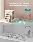 SONGMICS Jewelry Box 360° Rotating, Jewelry Storage Case with 5 Drawers, Jewelry Organizer, Glass Window, Spacious, Vertical Jewelry Storage, Open Design, Great Gift, Cloud White UJBC170W01