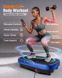 Vibration Plate Exercise Machine for Weight Loss and Lymphatic Drainage - 330lb Vibrating Platform for Home Gym Workout, Full Body Shaker Pilates Equipment with 2 Bands for Women and Men - Blue