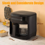 Versatile 6-in-1 Glass Air Fryer and Toaster Oven, 4.7QT Family-Sized Capacity. Enjoy Crispy Results with 97% Less Oil (Black)