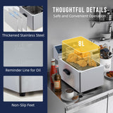 Electric Deep Fryer, 2 Gallon Stainless Steel Countertop Fryer with Basket, 140°f-392°f Adjustable Temperature, Commercial and Home Fryer for Chips, Chicken, Fish, Onion Rings, Restaurant, Food Truck
