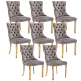 MOOLSUN Velvet Dining Chairs Set of 8, High Back Side Chairs, Modern Padded High-End Tufted Upholstered Chairs with Button-Tufted Back & Rear Pull Tabs, Gold Plated Leg E-Gray(Gold Plated Leg)