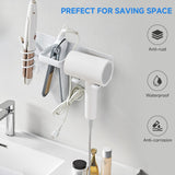 HOHOWU Hair Dryer Holder Wall Mounted,Blow Dryer, Curling Iron, Straightener Holder 3 in 1 Bathroom Metal Hair Tool Organizer Rack-Matte White-2