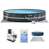 INTEX Above Ground Swimming Pool Set, Ultra XTR 24' x 52" Round Frame Bundled with 2 Pack OptiFlow Premium Pure Silica Filter Pool Sand, 50 lb Bag