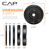 CAP Barbell 260 lb Elite Olympic Weight Set with 7ft Chrome Barbell & Black Bumper Plates