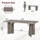Rectangular Dining Table for 6-8, Wooden Thickened Long Desk, Farmhouse Kichen Table with Sturdy Frame and M-Shaped Legs