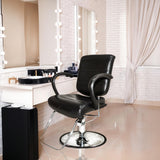PureSana Chromium Vinyl Kyler 360 Degree Professional All Purpose Salon Chair with Adjustable Reclining Mechanism and Rotational Lock, Black