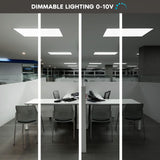 LUXRITE 2x4 FT LED Drop Ceiling Light Fixture, 30/40/50W, 3 Color Selectable 4000K-6500K, Backlit Panel Lights, 3750/5000/6250 Lumens, 0-10V Dimmable, 100-277V, Prismatic Anti-Glare, ETL DLC (4 Pack)