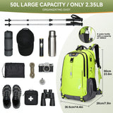 Super Eager 50L Lightweight Hiking Backpack for Men Women, Waterproof Camping Backpack with Trekking Pole Attachments, Large Capacity Outdoor Backpack for Trekking, Backpacking, Travel and Camping