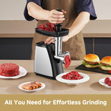 AAOBOSI Meat Grinder, 3-In-1 Meat Grinder Electric [2800W Max] with 2 Blades,3 Plates,Sausage Stuffer,Kubbe Kit for Home Kitchen Use, Stainless Steel