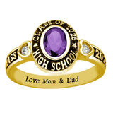 Oseew 2027 Birthstone Custom Class Ring for Women College Gift(Yellow Gold)