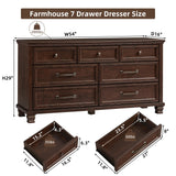SAVOR LIFE Farmhouse 7 Drawer Dresser for Bedroom, 54” Wood Dresser for Closet, Large Rustic Wooden Dressers, Chest of Drawers for Bedroom, Hallway, Entryway, Walnut