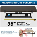 AX WABER Keyboard Tray Under Desk Pull Out with 3 Height Adjustable Extra Sturdy C Clamp Mount System, 32.8 (38 inch Including Clamps) x 12 Inch Slide-Out Platform Computer Drawer for Typing