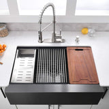 33 Inch Black Farmhouse Kitchen Sink - VOKIM 33x22 inch Flat Apron Front Farmhouse sink Workstation 16 Gauge Stainless Steel Single Bowl Farm Kitchen Sink