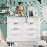 ZLWJGY Odeekea White Dresser for Bedroom, Wood Dresser with 8 Drawers, Chest of Drawer for Bedroom Living Room Entryway Hallway, Modern Farmhouse Style