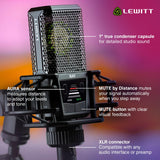 RAY Microphone with Autofocus for Your Voice - Mute by Distance and Mute Button - for Podcasts, Streaming, Content and Music in Studio Quality - 1" Studio Condenser Capsule Lewitt