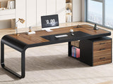 Itaar 70.9" Executive Desk, Large Computer Desk with Drawers and Lateral File Cabinet, Office Desk with Removable Shelves
