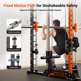 YOLEO Smith Machine with Independent Dual-Pulley System, 1800LBS Adjustable Cable Crossover Squat Rack, Multi-Functional Power Cage for Home Gym