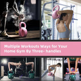 5 lb Kettlebell Weight with Three-handles for Weightlifting, Conditioning and Core Training for Women Men Home Gym [Purple] RUNWE