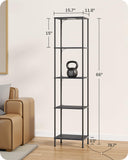 EDISHINE RGBW Modern Floor Lamp, 5-Tier Display Shelf with Light, Adjustable Brightness & Color Temperature, 3 Lighting Modes, Remote Control, Stable Floor Lamps for Living Room, Bedroom, Study, Black
