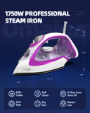 Omaiga Steam Iron for Clothes, 1750W Fast Heating with Powerful Steam, 15.21oz/450ml Large Water Tank, Ceramic Soleplate, Anti-Drip, Self-Cleaning, 3-Way Auto Shut Off for Home Laundry
