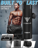ASBRAVO Punching Bag for Adults, 4ft PU Heavy Boxing Bag Set 12OZ Gloves for MMA Muay Thai Kickboxing Training Home Gym, Martial Art (Unfilled)-Black ASBRAVO