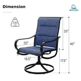 MFSTUDIO Swivel Patio Dining Chairs Set of 4, Textilene W/Padded Seat