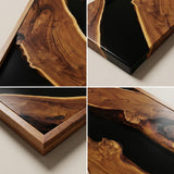 Modern Rustic Wall Art - Live Edge Olive Wood Single Panel Decor - Black Background Wood Art - 16"x47"