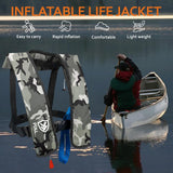 VOGUCCLO Automatic/Manual Inflatable Life Jacket| Inflatable PFD Kayak Vest Adult| Life Vest for Adults| Outdoor Water Sports| Supports up to 330 lbs|33g of Carbon Dioxide Cylinder (607W Camouflage)