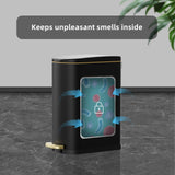 KSSKSS 2.6 Gallon Slim Bathroom Trash Can with Soft Close Lid, 10L Stainless Steel Garbage Can with Removable Liner Bucket, for Narrow Spaces, Bathroom, Bedroom (Matt Black)