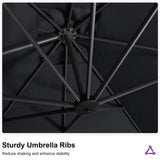 PURPLE LEAF Patio Telescopic Umbrella 11.5' x 11.5' Up Down Lifting Grey