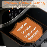 KINSING Air Fryer 6.5 QT,8 in 1 with Visible Window,LED display, 400℉ Precise Temperature Control, Shake Reminder&Pre-heat indicator,Metal inner cavity,Nonstick & Dishwasher Safe Basket