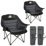 Colegence Oversized Camping Chairs Set of 2, Padded Camping Chair Heavy Duty Lawn Chairs for Adults, XL Foldable Camp Chair for Outdoor Sports, Baseball, Wide Seat Support 450LBS - Black and Grey