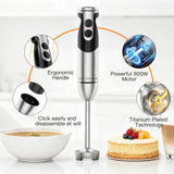 MegaWise Blender Handheld 12-Speed Stainless Steel Electric Hand Blender, 3 in 1 Immersion Handheld Blender，with Sturdy Titanium Plated Stainless Steel Blades(black)