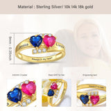 Oseew 14k gold mother's Ring Custom 10k gold Birthstone Ring 10k mom rings for women birthstone with 2 names Mothers rings with 2 birthstones 10k yellow Gold