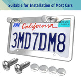 Stainless Steel License Plate Frames- 2 Pack Mirror Polished Car Plate Holder, with Screws, Chrome Caps, Heavy Duty Rustproof Metal Front Rear Car Tag Frame