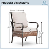 MFSTUDIO 4-Piece Patio Dining Chairs, Brown Wicker, Beige Cushions