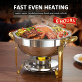 Chafing Dishes for Buffet, 4 Pack 6QT Round Chafing Dish Buffet Set [Elegant Gold and Silver Colors] Stainless Steel Buffet Servers and Warmers for Catering Events Parties Dinners with Complete Set