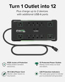 Plugable 12 Outlet Power Strip 4320 Joules Surge Protection