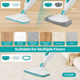 10-in-1 Steam Mop, 1550W Detachable Handheld Steam Cleaner with 350ML Tank for Floor Cleaning, 16FT Power Cable, 2 Washable Pads, Multi-Purpose Steamer for Hardwood, Carpet, Tile, Windows,Cyan