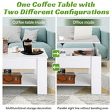 GINMAON Lift Top Coffee Table with Hidden Storage-39.4" Modern Lift-Up Design, Convertible Dining & Laptop Desk for Living Room, Reception-Scratch-Resistant, Spacious Compartment & Shelves (White)