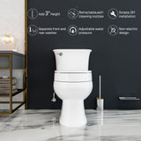 BIGCOW Raised Toilet Seat with Bidet - Elongated, Soft Close, 3" Height - Dual Nozzle (Frontal & Rear Wash) with Adjustable Cold Water Pressure and Stainless Steel Inlet (Elongated)