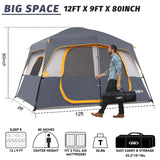 Camping Tent 8 Person, Waterproof Windproof Family Tent with Rainfly Easy Set up-Portable Dome Tents for Camping 6-8 Person unp
