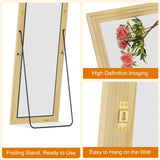 ZHUNFA Full Length Mirror,65x22 Inch Full Length Mirror Wall Mounted,Vertical Hanging,Leaning Standing for Bedroom,Living Room,Rectangular Wooden Frame,Log Color.