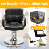 Barber Chair for Hair Stylist- Comfortable Cushion，360° Swivel，Adjustable Height，Capacity 350 LBS with Heavy Duty Hydraulic Pump，Hairdresser Salon Chair for for Hair Stylists，Home，Barbershop