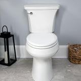 Mayfair Linden Slow Close Toilet Seat, Non Slip Heavy Duty Wood, Easy Install, Made in USA, Elongated, White, 4 Pack