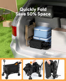 Raynesys 3 in 1 Collapsible Wagon Converts to Bench, 220lbs Foldable Wagon Cart with Wheels, 120L Shopping Cart, Black