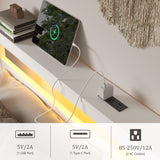 HAY.com Twin Size Bed Frame with LED Light & Charging Station, Metal Platform Bed with Storage Headboard & Under-Bed Storage, Heavy Duty Slats Support, No Box Spring Needed, Noise-Free, White