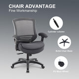WITTLONG 400lbs Ergonomic Office Chair with Double Seat Cushion and Soft Armrests for Executive Computer Desk with Built-in Lumbar Support (Black)