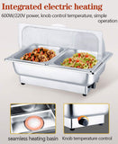 JIIPOREGJ Catering Food Warmers,9L Electric Chafing Bowls Food Warmers Serving with Lids for Parties, Commercial Buffet Servers and Warmer to Keep Food Fresh,600W Decoration